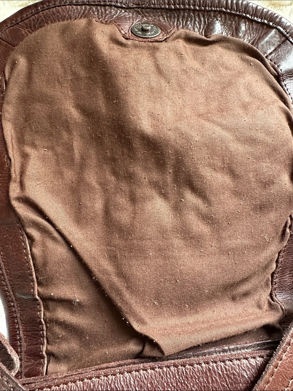 Brown Leather Crossbody Bag with Studded Mandala Detail